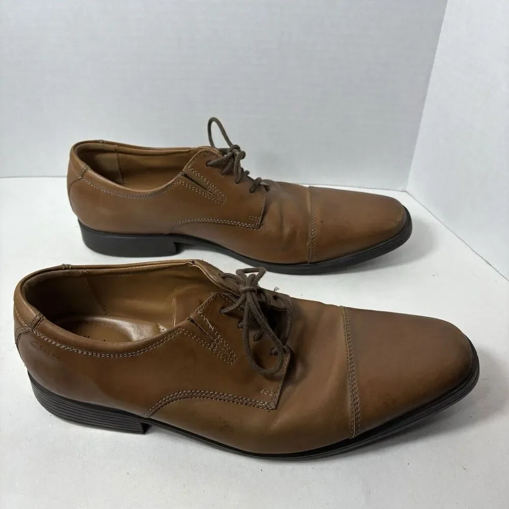 Clarks Collection Shoes Mens Size 11.5 Brown Oxfords Dress‎ Whiddon Cap 15770 F2